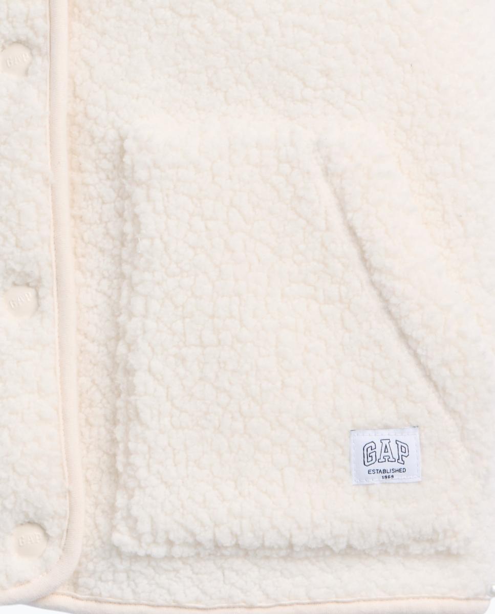 Colete de Fecho à Frente com Botões e Bolsos Branco-5