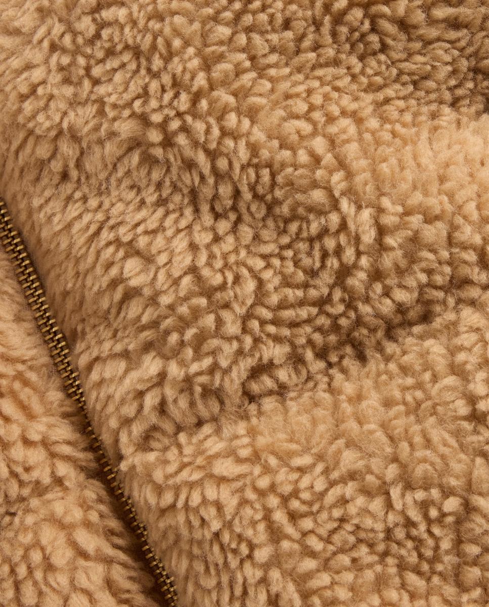 Casaco Acolchoado de Gola Levantada Camel-3