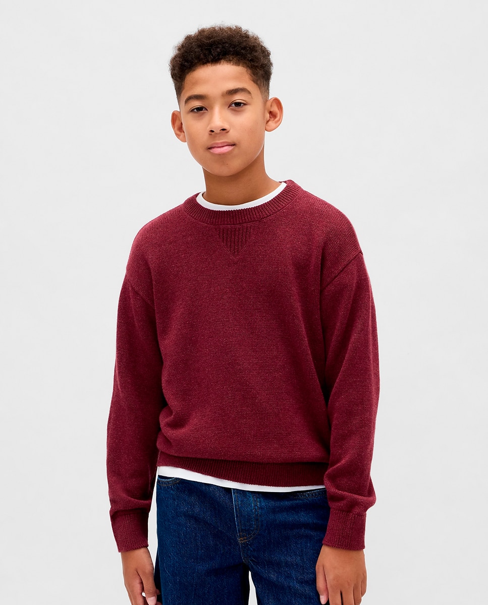 Camisola com Decote Redondo Grená-1