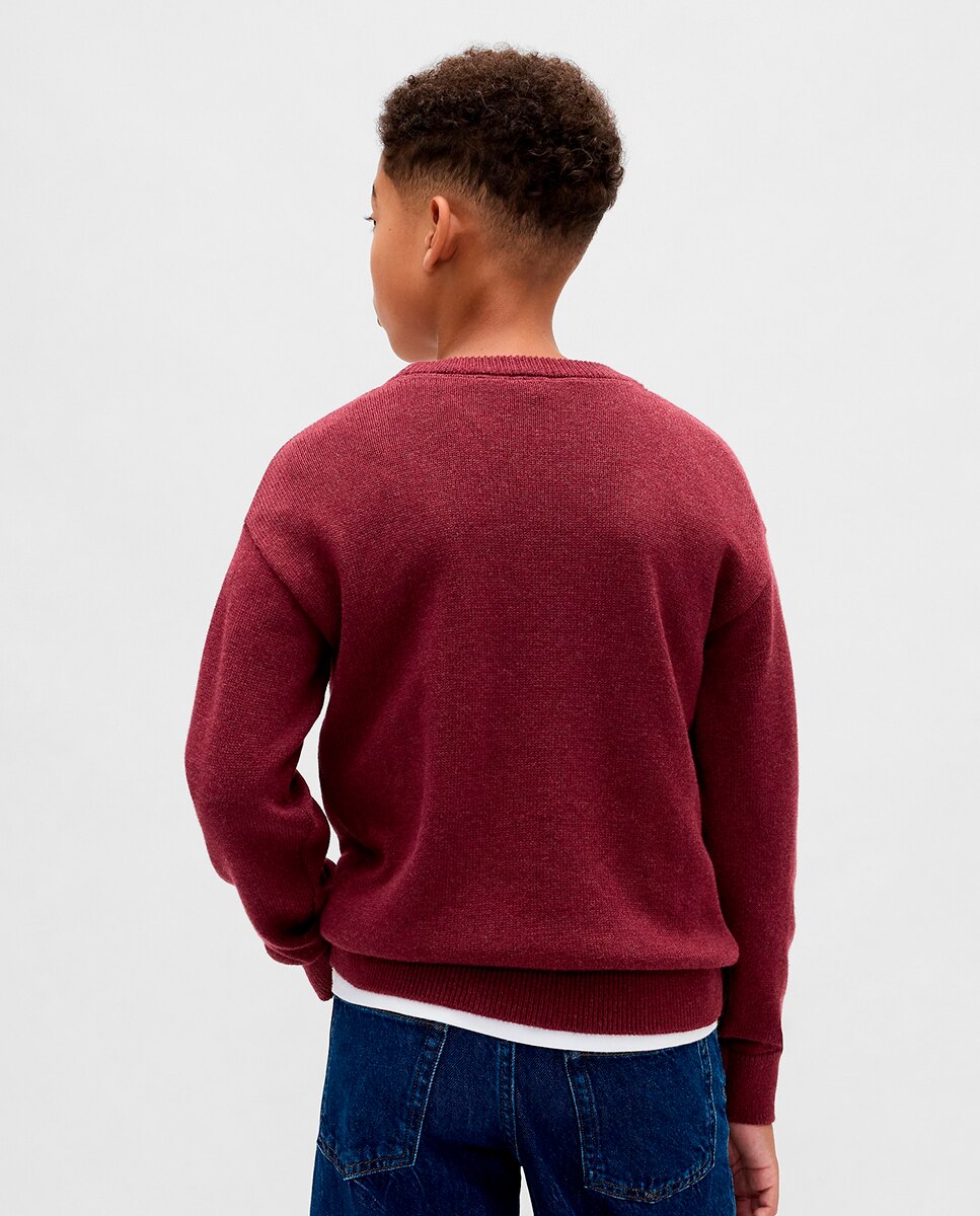 Camisola com Decote Redondo Grená-2