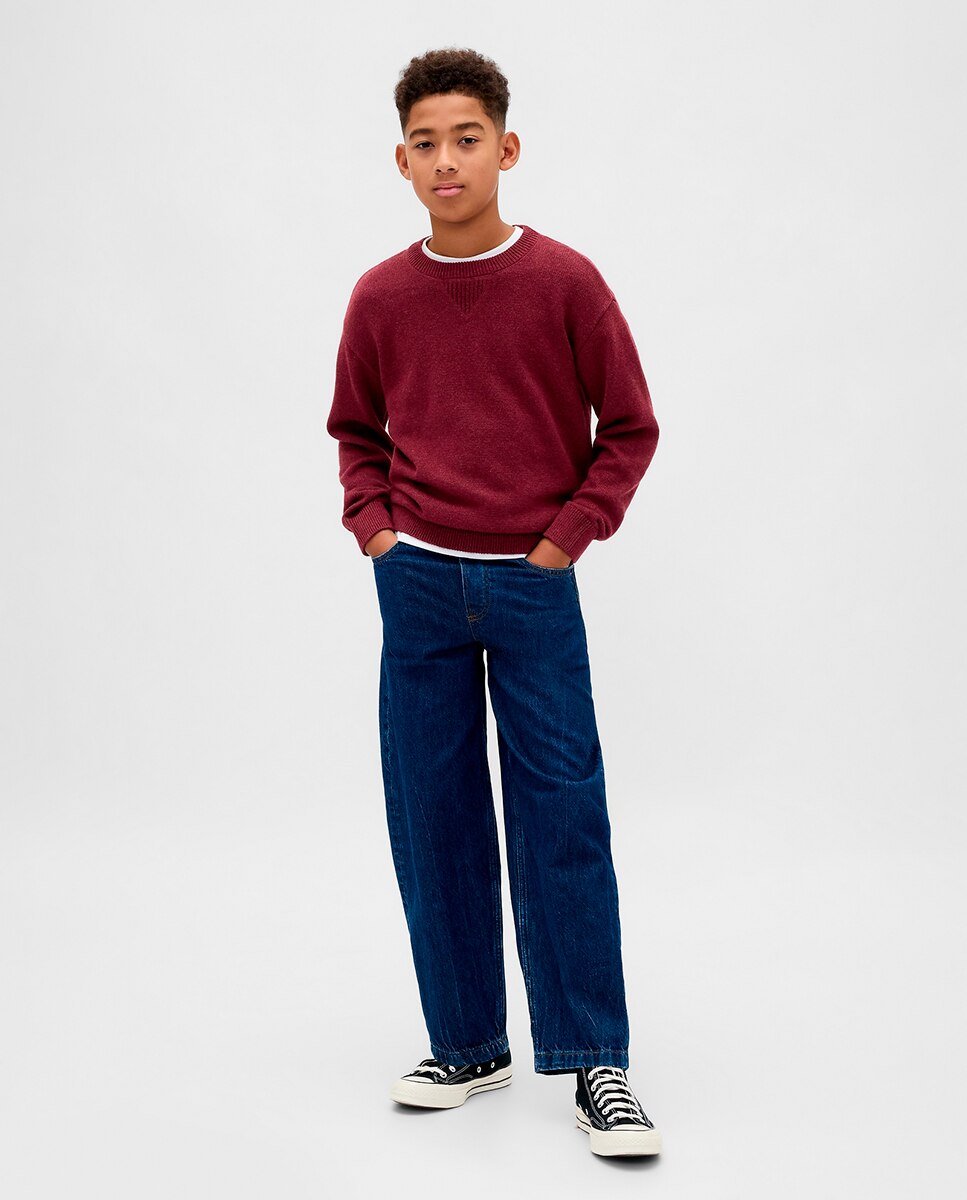 Camisola com Decote Redondo Grená-3