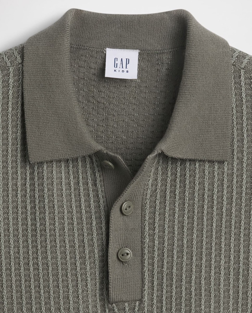 Polo Liso Relaxed Fit com Manga Curta Gap Verde-4