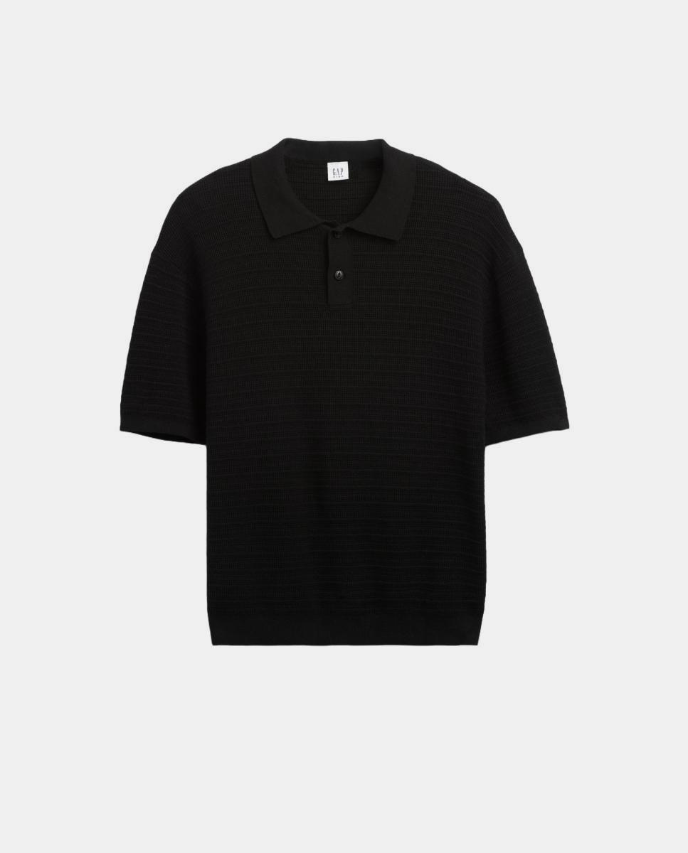 Polo Básico de Manga Curta com Logótipo Gap Preto-4