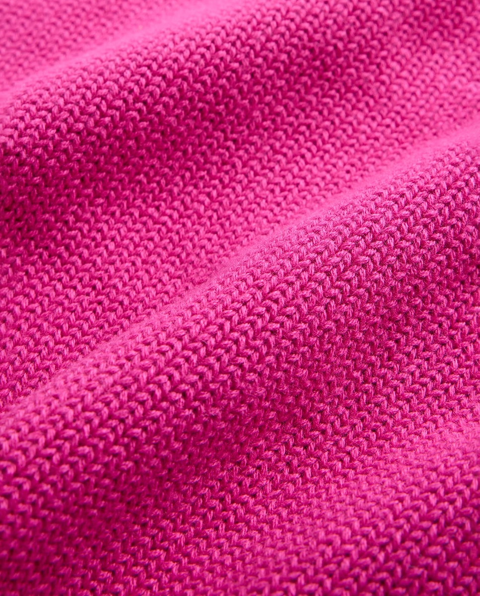 Camisola de Malha Básica com Decote em Bico Rosa-5