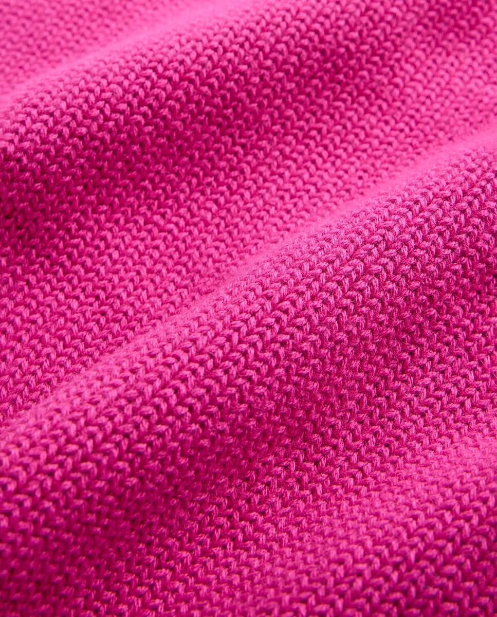 Camisola de Malha Básica com Decote em Bico Rosa-5