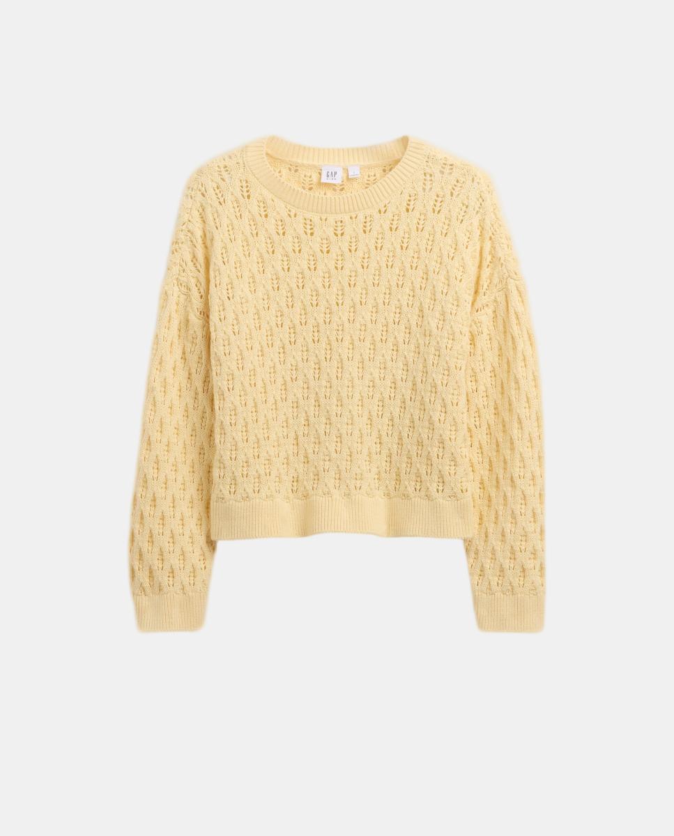 Camisola de Malha de Crochet Oversize Gap Amarelo-2