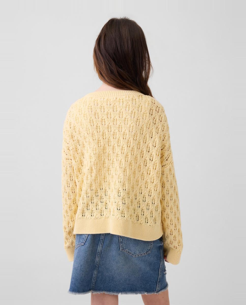 Camisola de Malha de Crochet Oversize Gap Amarelo-3