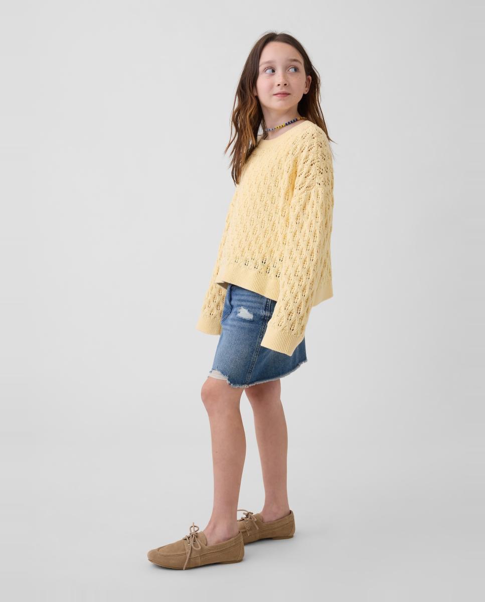 Camisola de Malha de Crochet Oversize Gap Amarelo-4