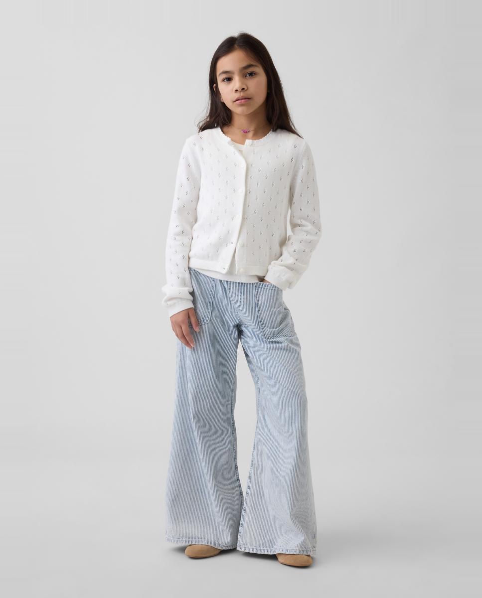 Casaco de Tricot de Malha Rendilhada Relaxed Fit Gap Branco-4