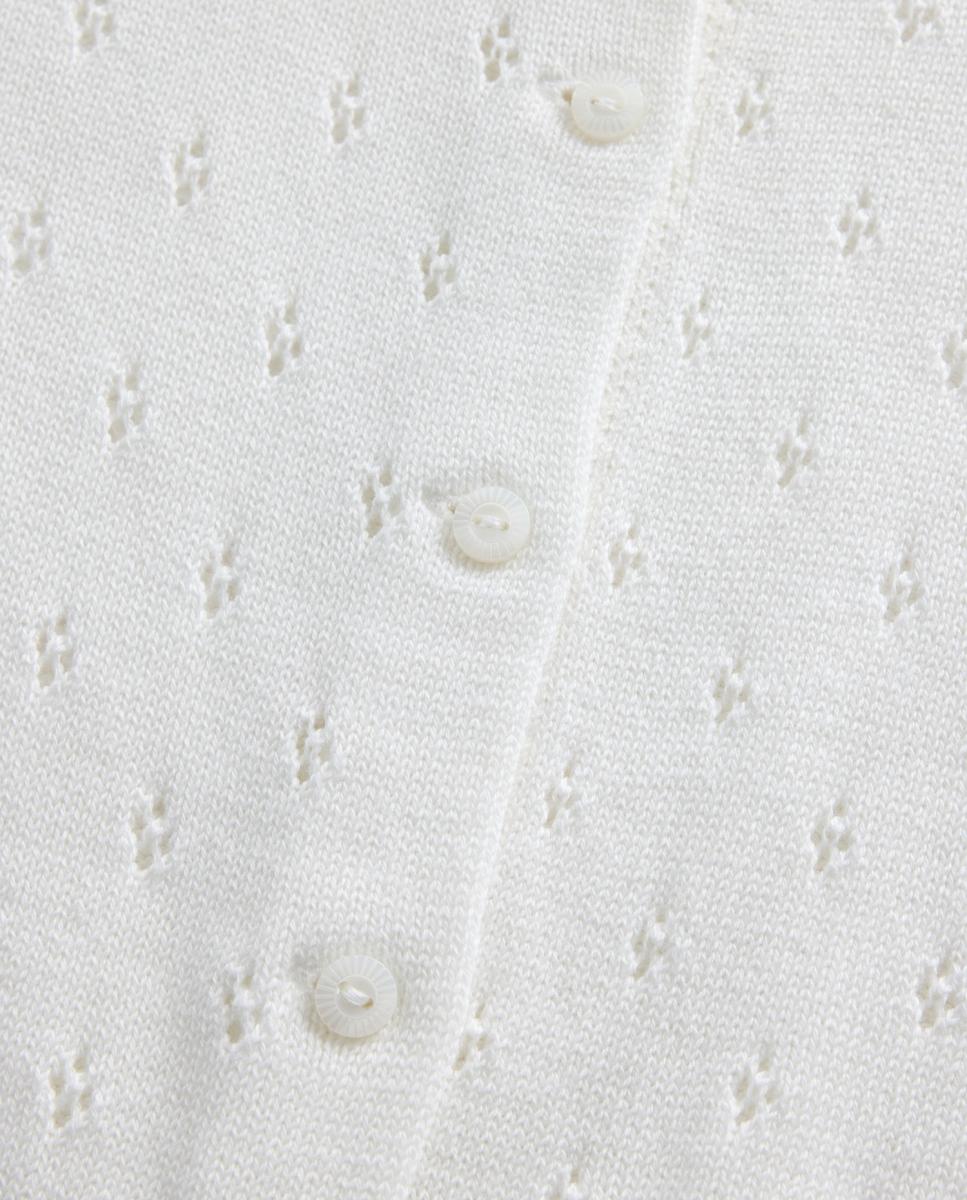 Casaco de Tricot de Malha Rendilhada Relaxed Fit Gap Branco-5