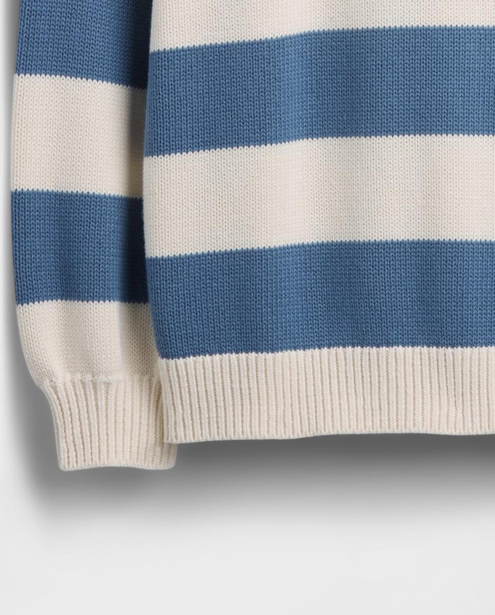 Camisola de Malha Oversize com Manga Comprida Azul-5