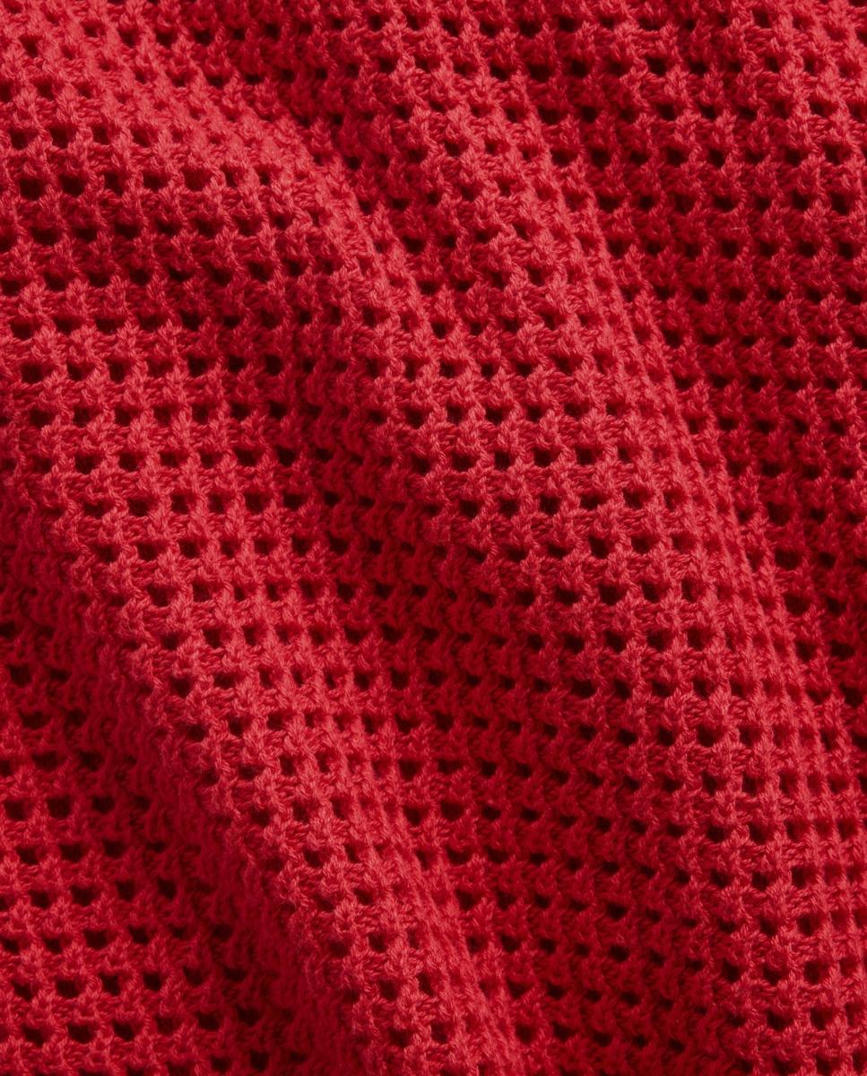 T-shirt sem Mangas de Crochet Vermelho-5