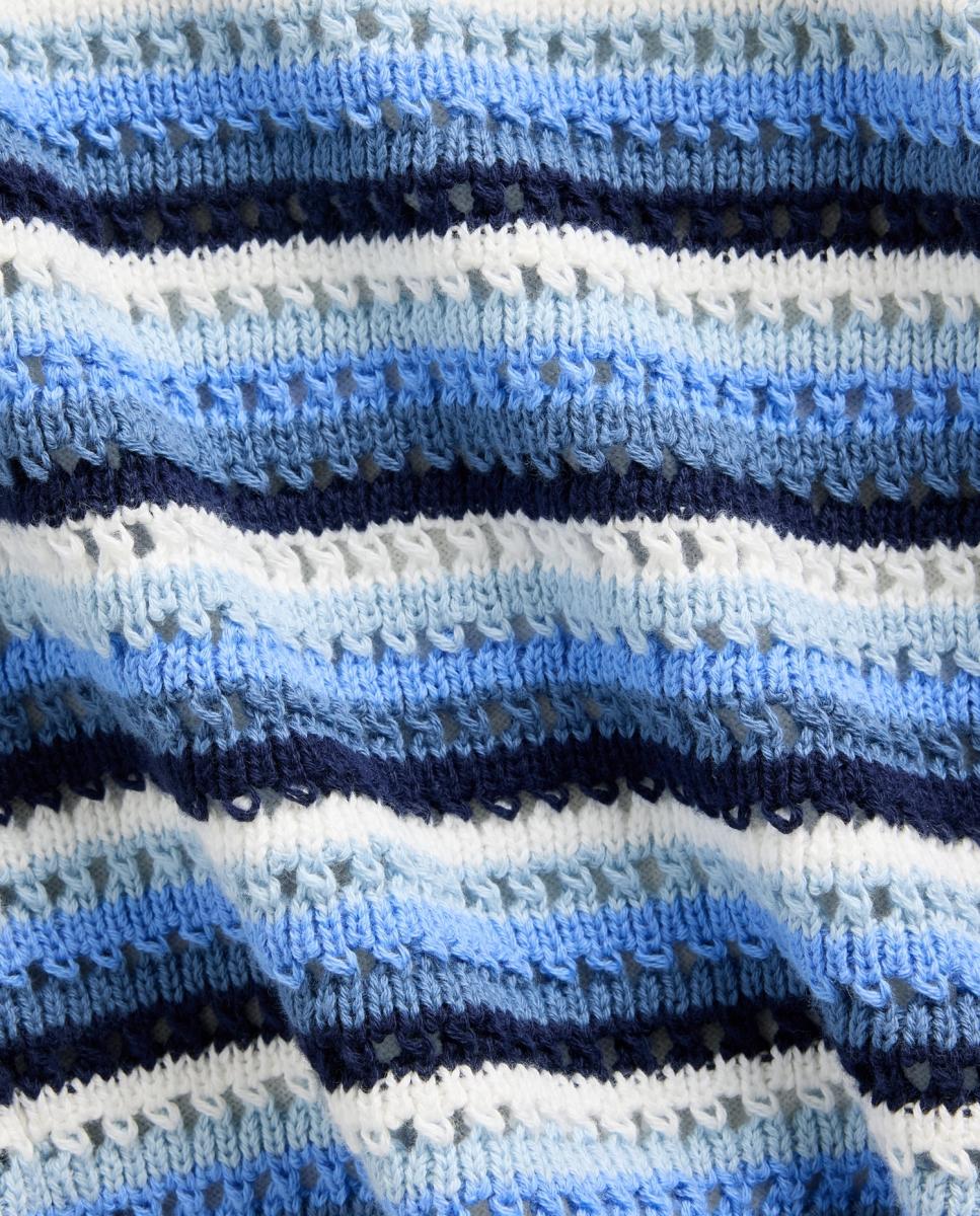 T-shirt sem Mangas em Tecido de Crochet Azul-5