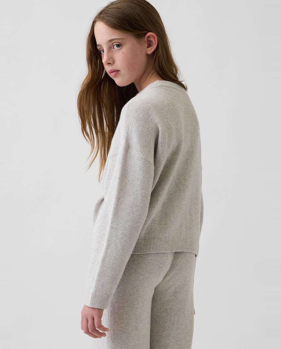 Camisola de Malha Oversize com Manga Comprida Natural-2