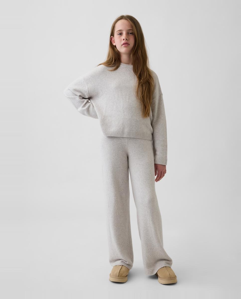 Camisola de Malha Oversize com Manga Comprida Natural-3