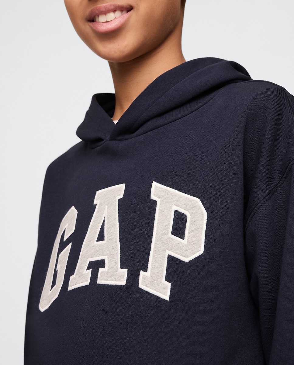 Sweatshirt com Capuz com Logótipo à Frente e Bolso Canguru Azul-marinho-5