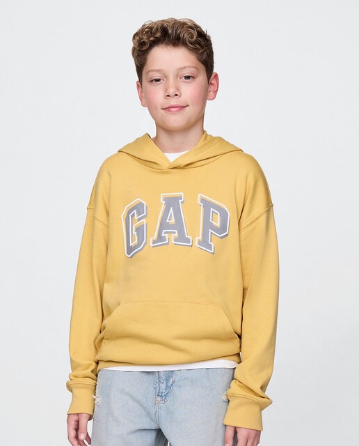Sudadera con capucha y cremallera con logotipo de Gap en la parte delantera y bolsillo Kanga de niño