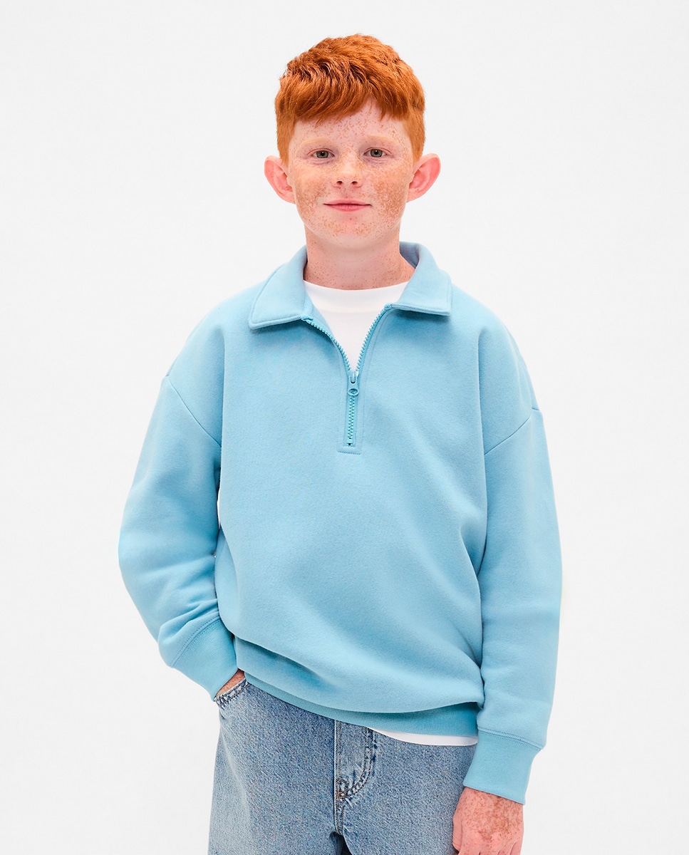 Camisola com Fecho de Correr Azul-1