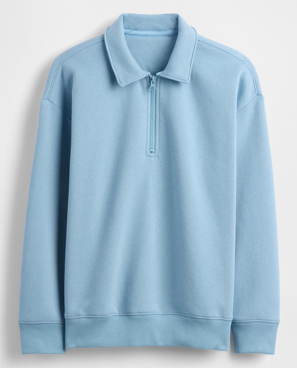 Camisola com Fecho de Correr Azul-4