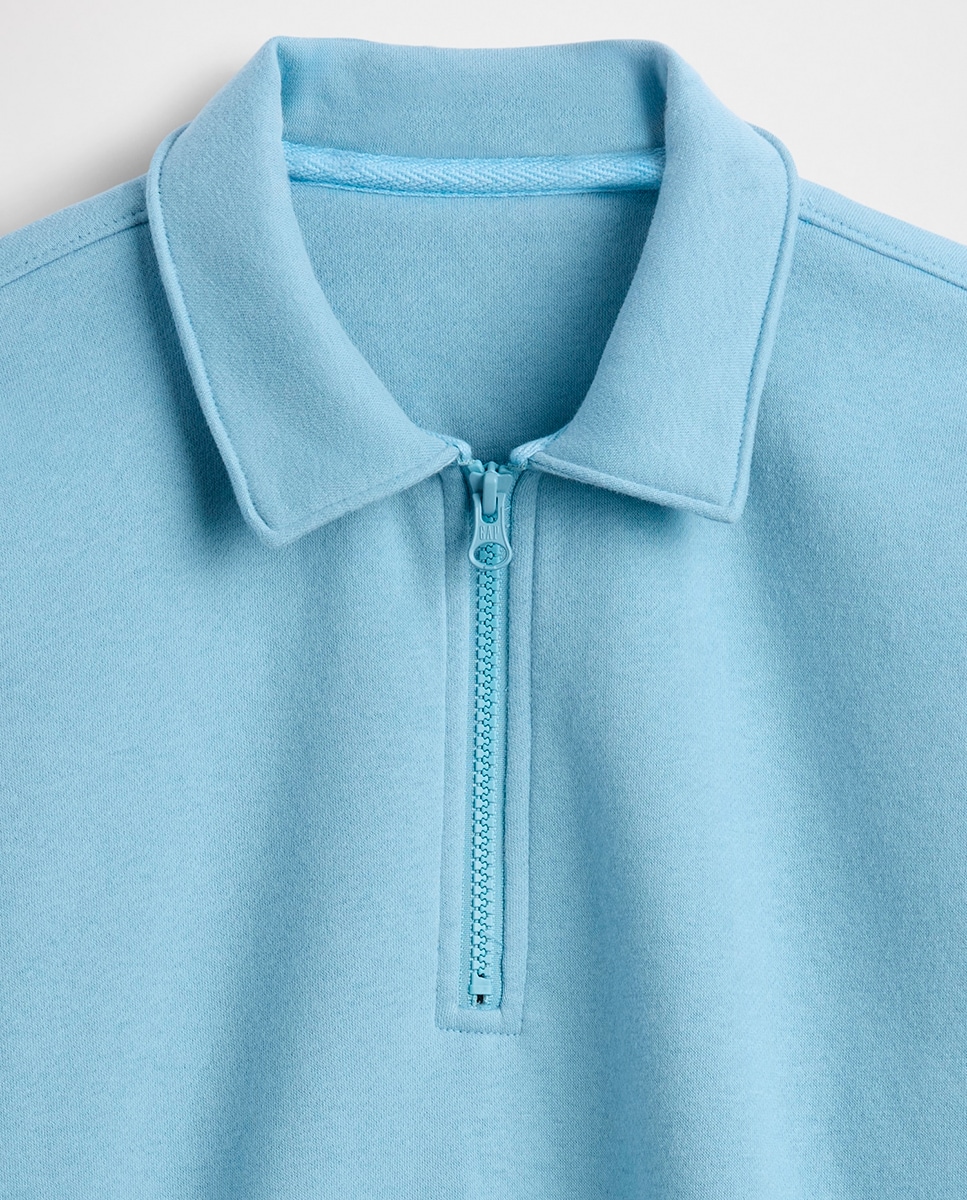 Camisola com Fecho de Correr Azul-5