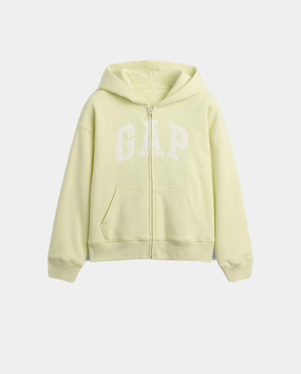 Sweatshirt de Felpa com Capuz e Fecho de Correr Gap Amarelo-2