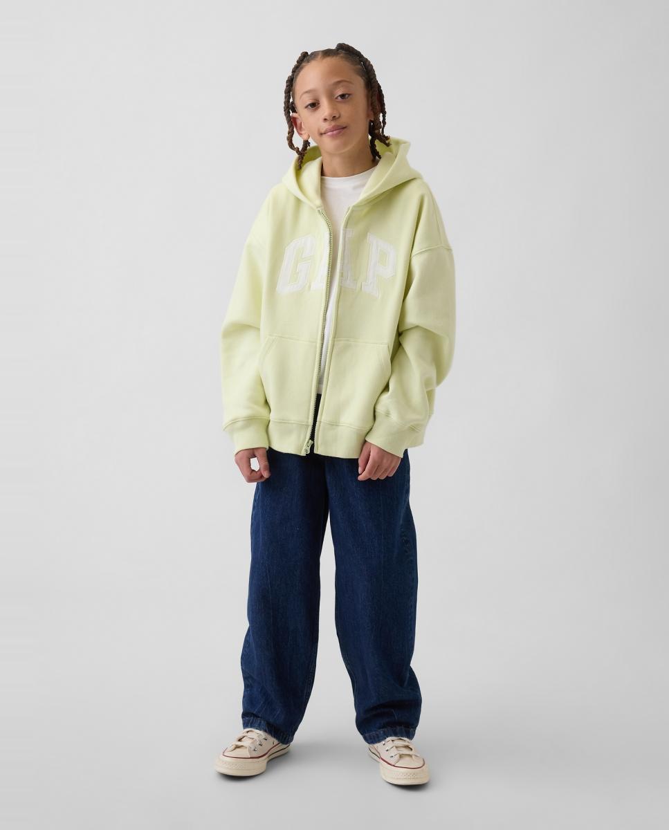 Sweatshirt de Felpa com Capuz e Fecho de Correr Gap Amarelo-4