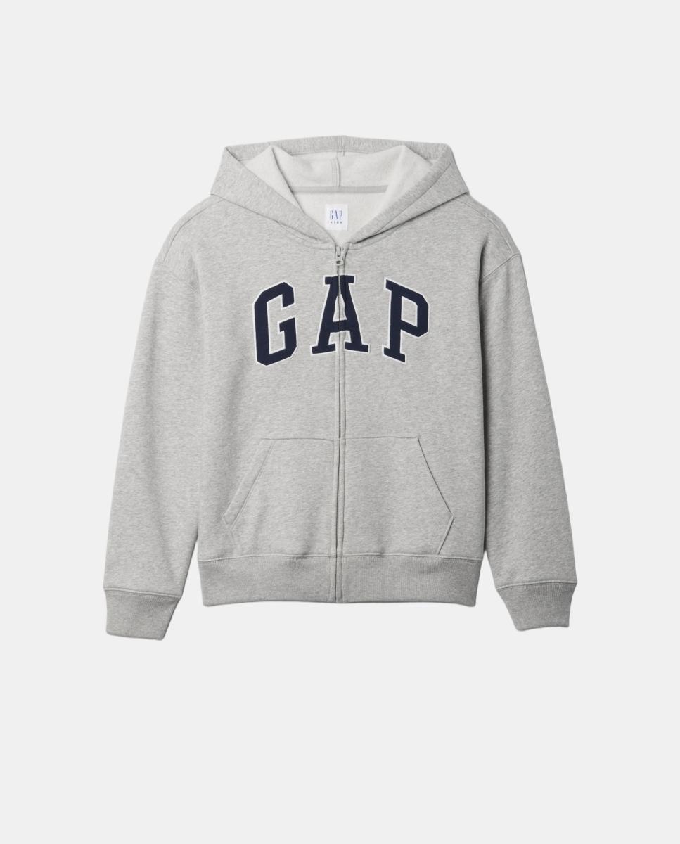 Imagen 0 de Sudadera de niño básica con capucha y cremallera Gris claro