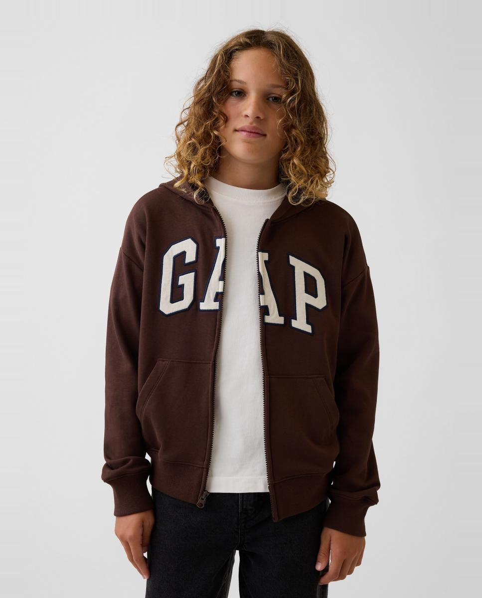 Imagen 0 de Sudadera de niño con capucha y cremallera Marrón
