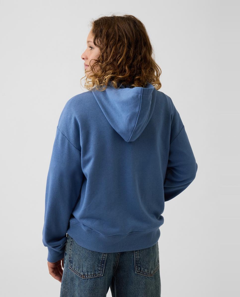 Sweatshirt com Capuz e Fecho de Correr Azul-3