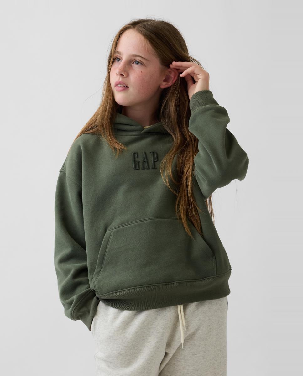 Sweatshirt com Capuz e Bolso Canguru Verde-2