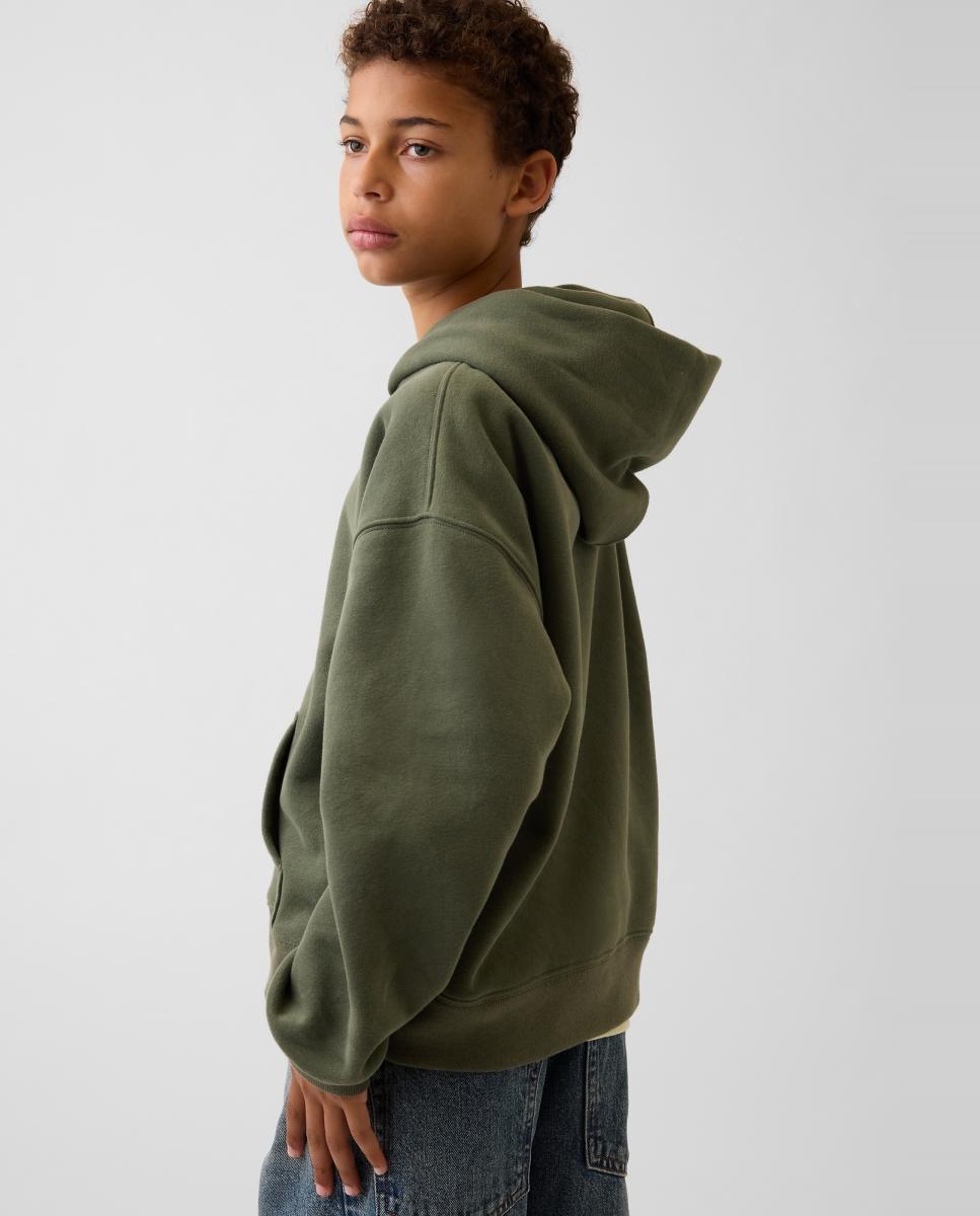 Sweatshirt com Capuz e Bolso Canguru Verde-3
