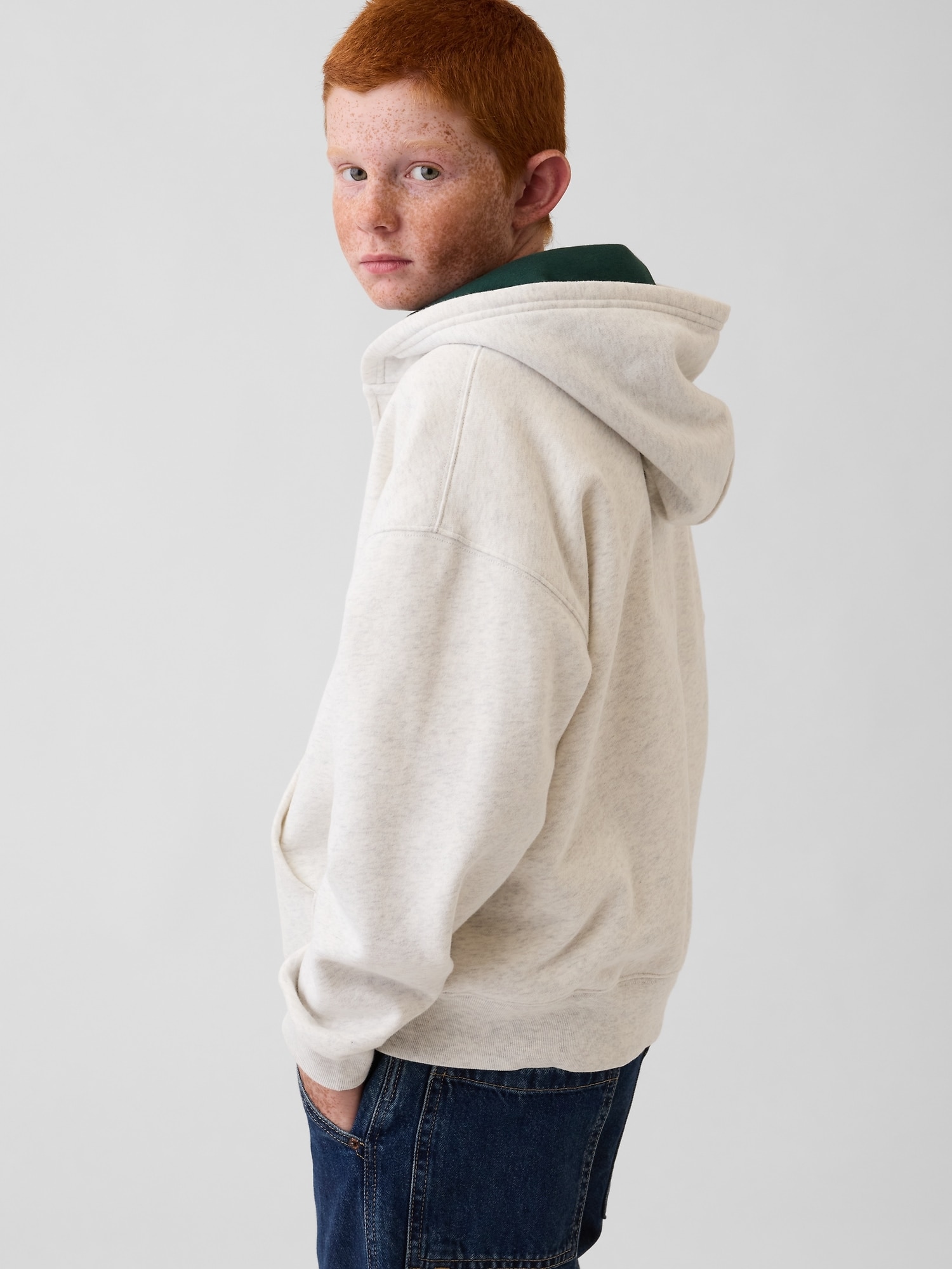 Sweatshirt básica aberta de criança Cinzento-2