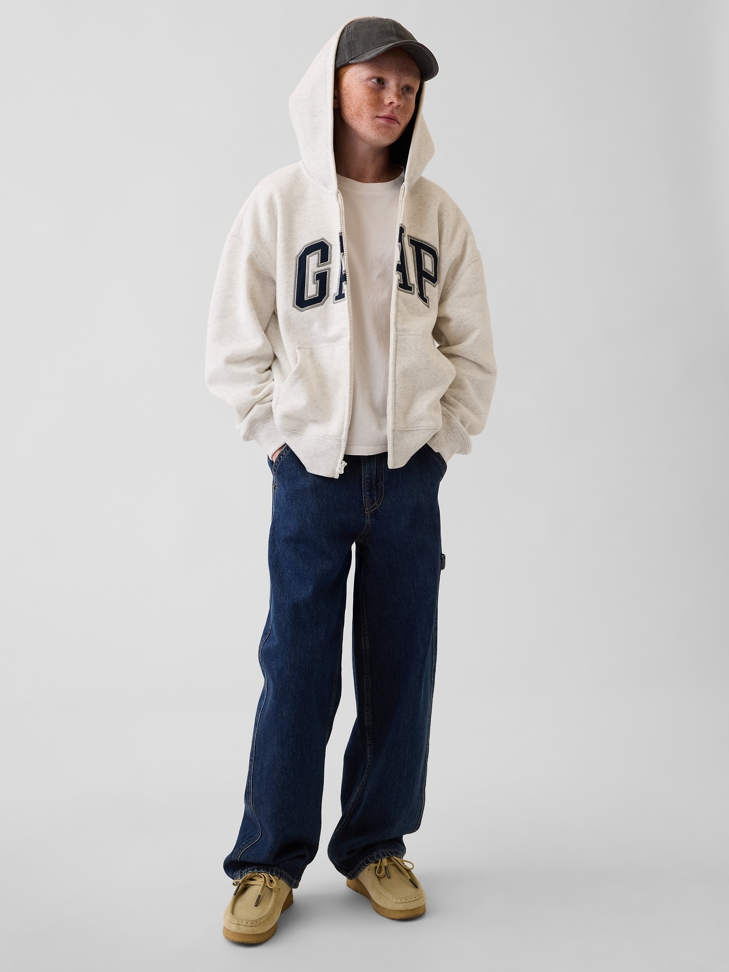 Sweatshirt básica aberta de criança Cinzento-3