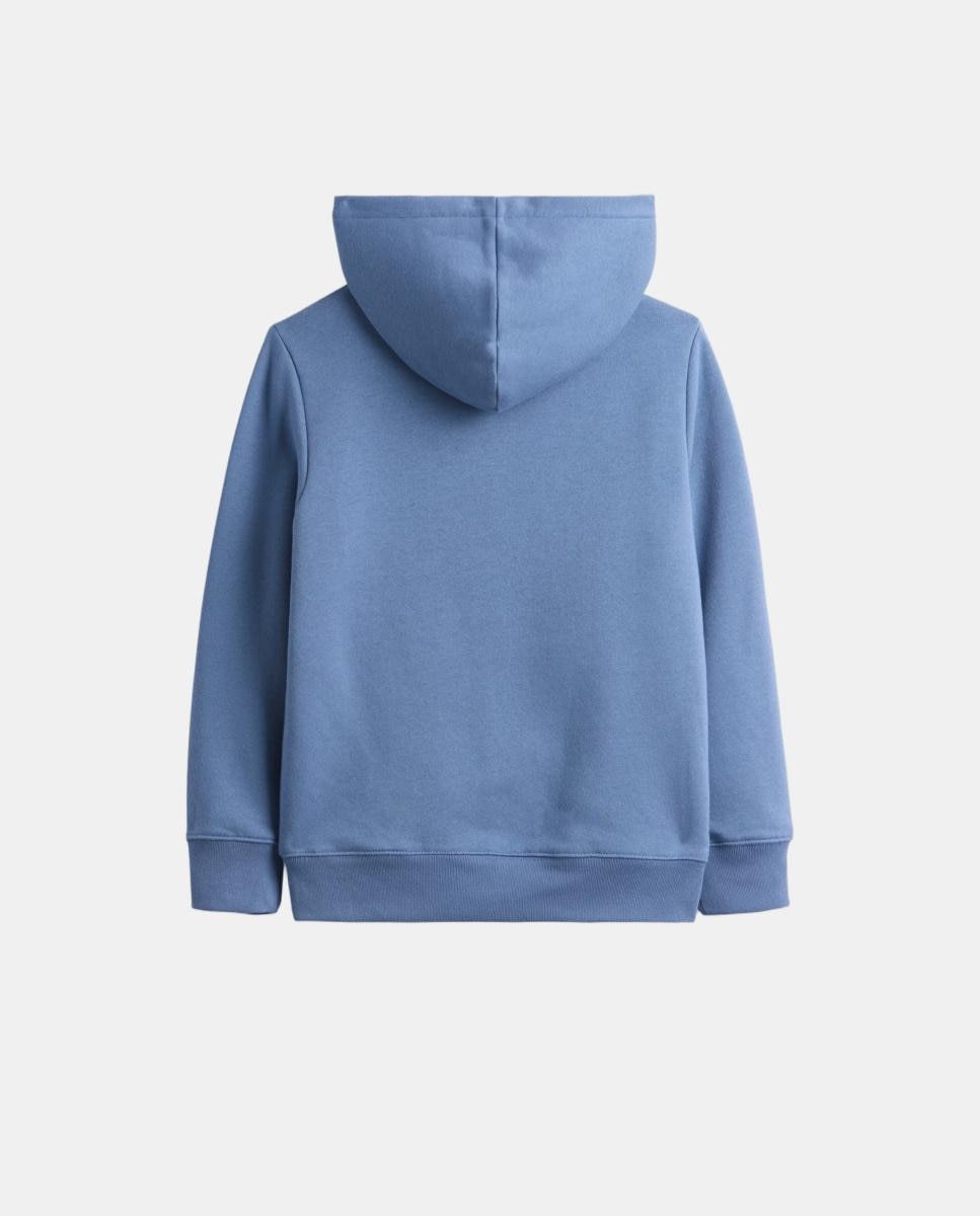 Sweatshirt Básica com Capuz e Fecho de Correr Azul-2
