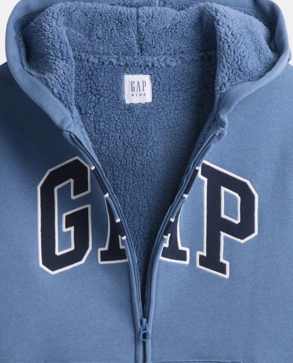 Sweatshirt Básica com Capuz e Fecho de Correr Azul-3