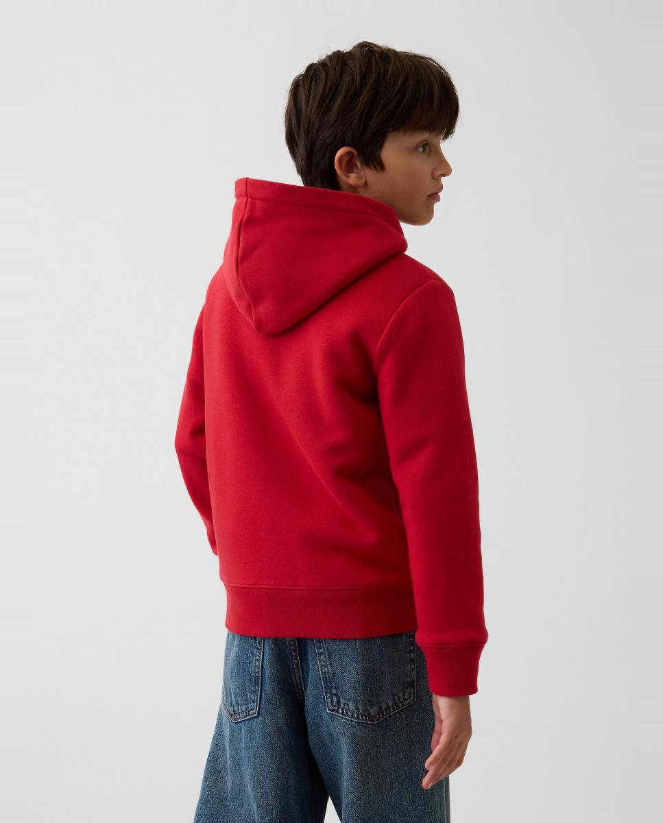 Sweatshirt Aberta com Capuz Vermelho-3