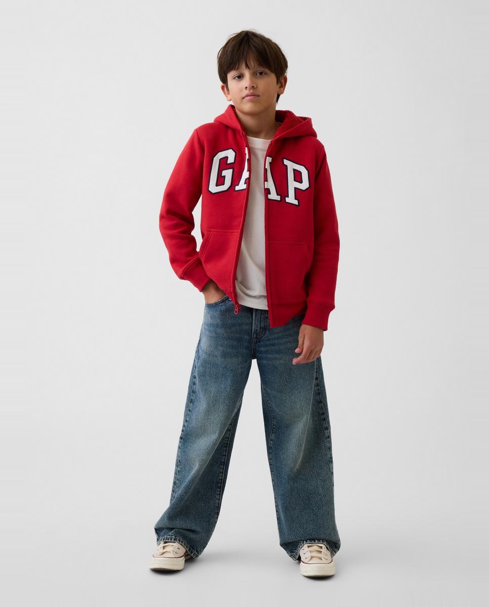Sweatshirt Aberta com Capuz Vermelho-4