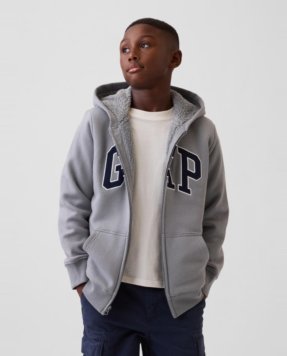 Imagen 0 de Sudadera de niño básica con capucha y cremallera Gris