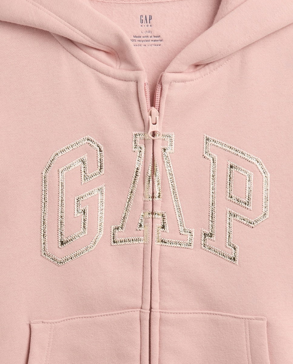 Sweatshirt com Capuz e Logótipo Rosa-4