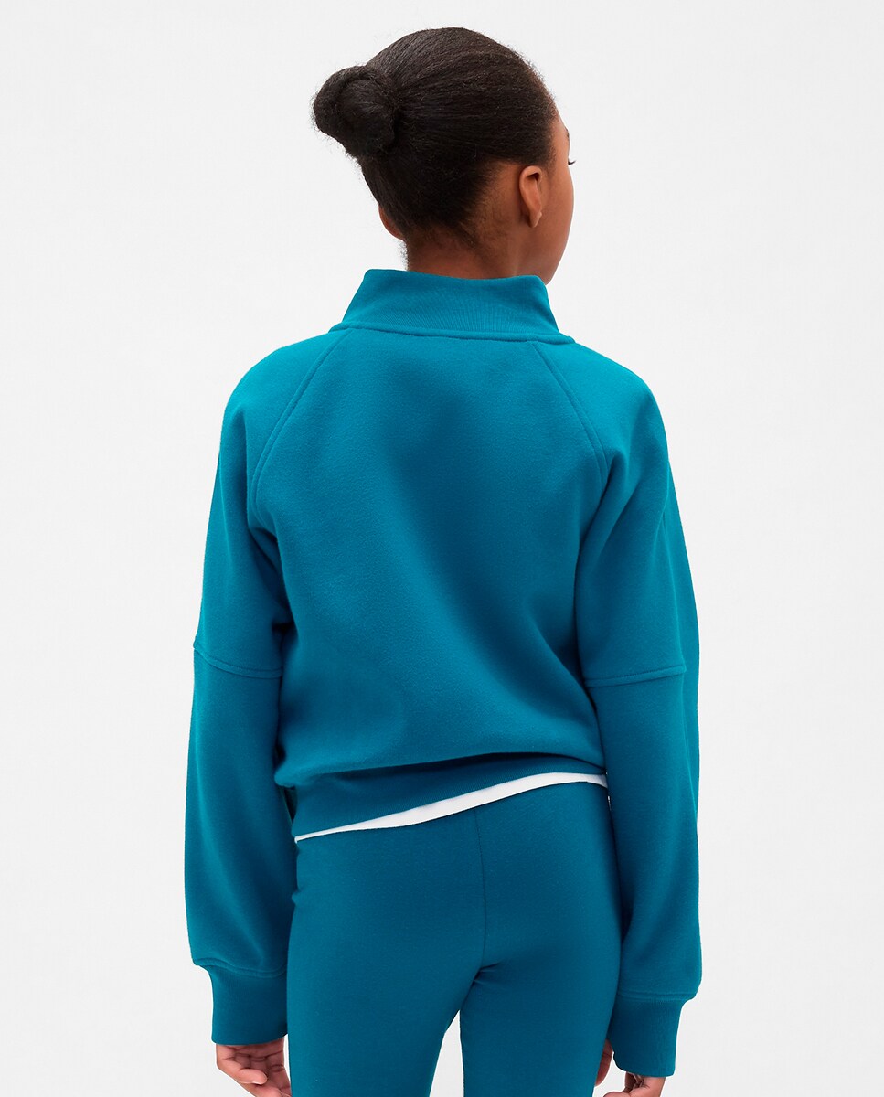 Pullover com Meio Fecho de Correr Azul-2