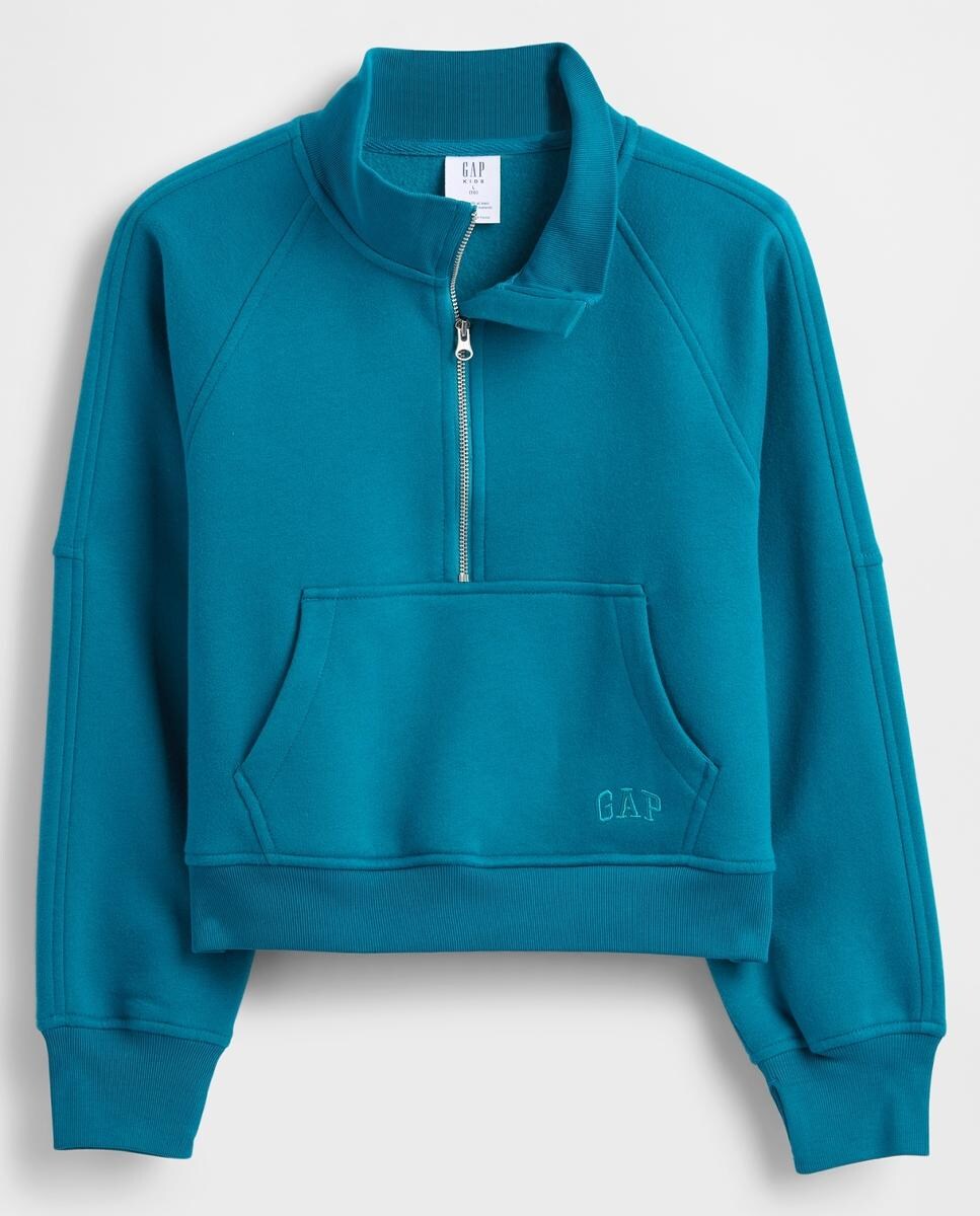 Pullover com Meio Fecho de Correr Azul-5