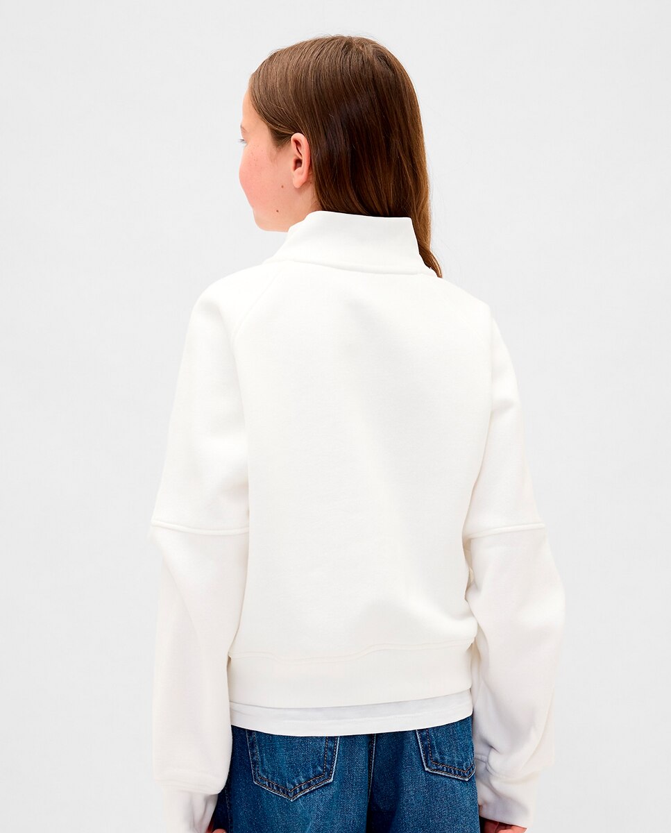 Pullover com Meio Fecho de Correr Branco-2