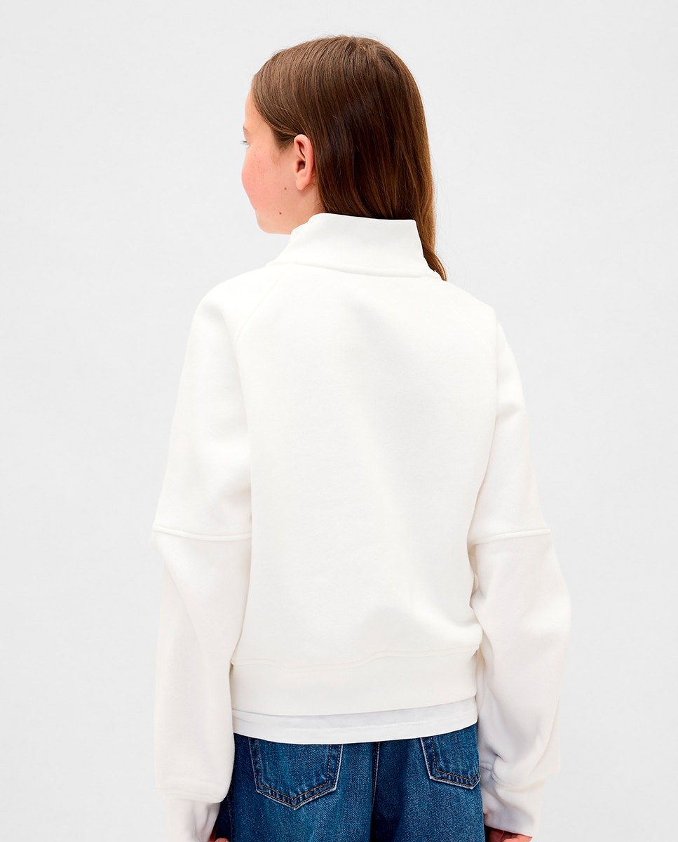 Pullover com Meio Fecho de Correr Branco-2