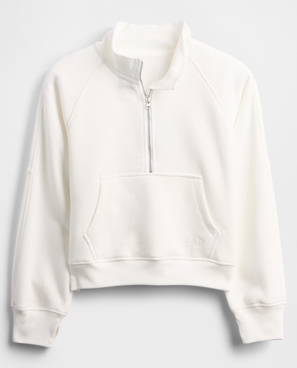 Pullover com Meio Fecho de Correr Branco-5