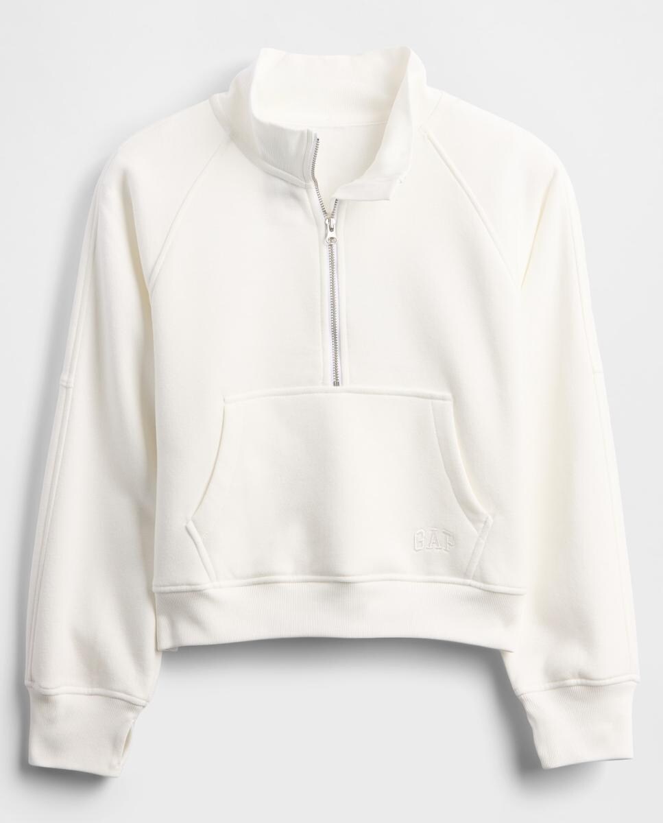 Pullover com Meio Fecho de Correr Branco-5