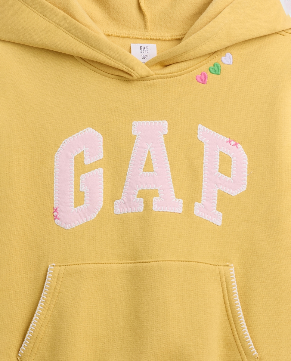 Sweatshirt com Logótipo e Capuz Amarelo-3