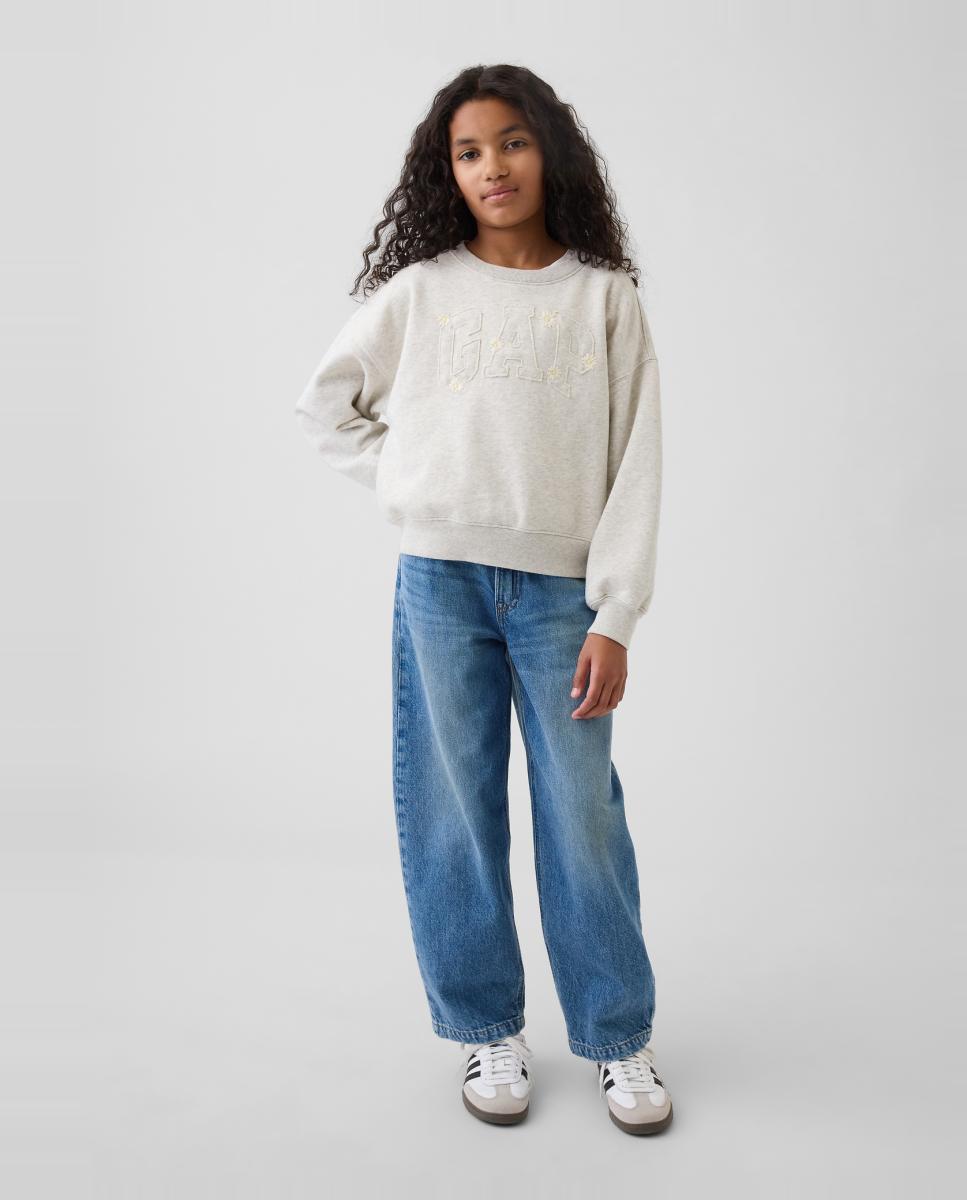 Sweatshirt Básica Fechada com Logótipo Gap Cinzento-claro-4