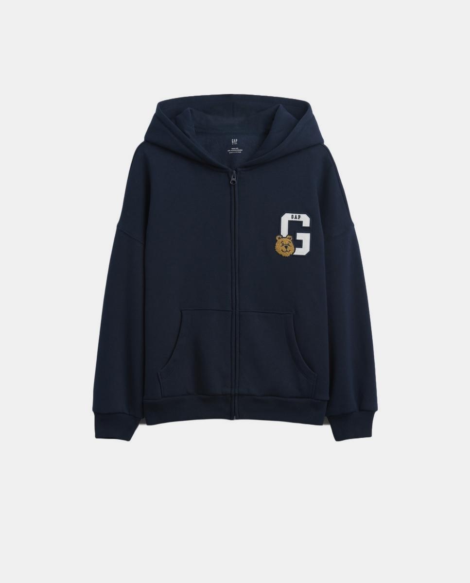 Sweatshirt Básica com Fecho de Correr e Capuz Gap Azul-marinho-2