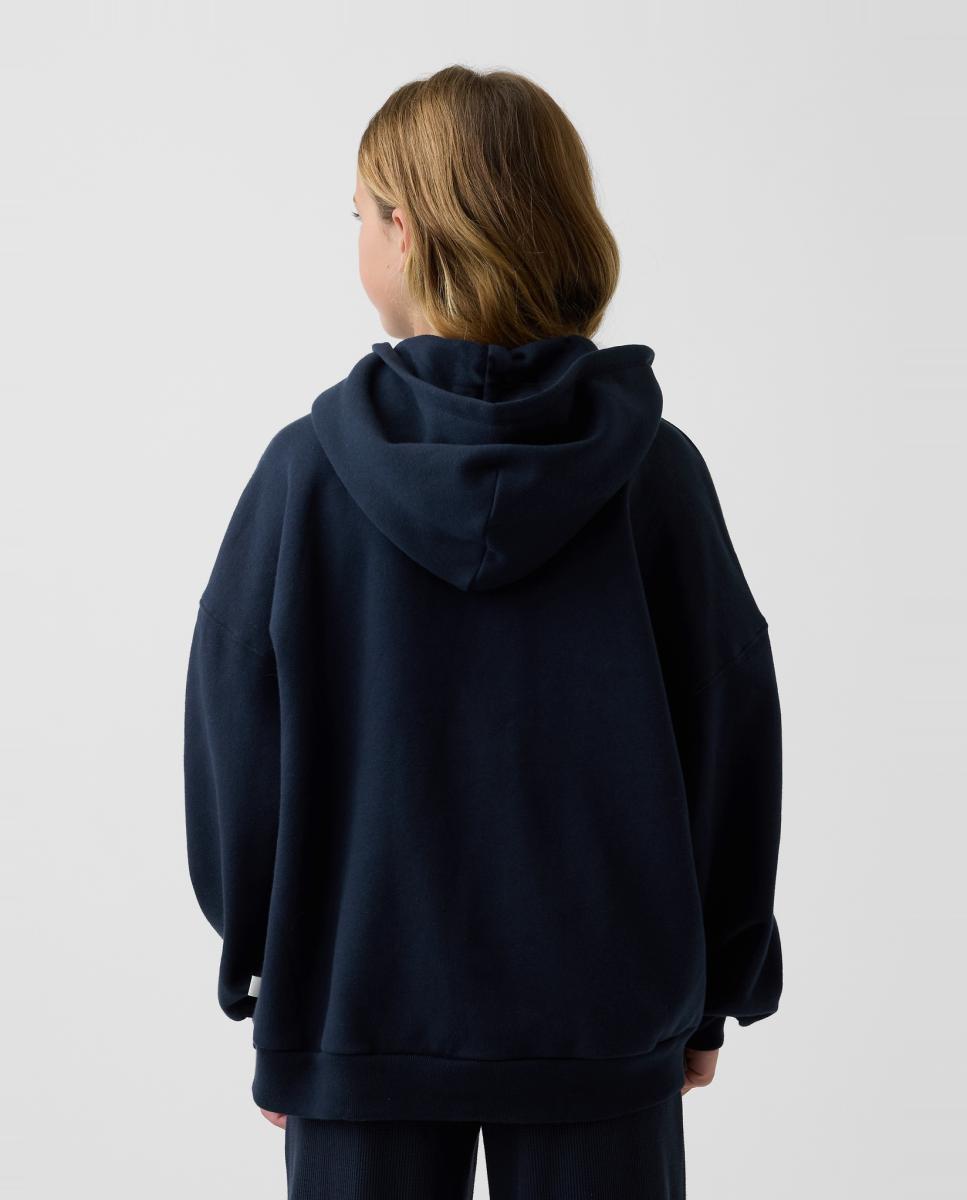 Sweatshirt Básica com Fecho de Correr e Capuz Gap Azul-marinho-3