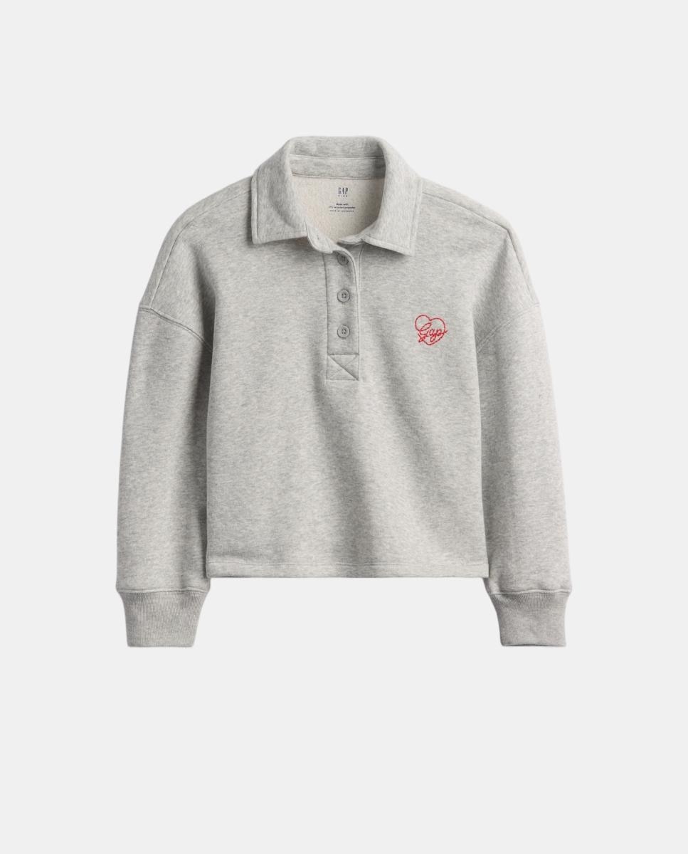 Sweatshirt Oversize Tipo Polo Cinzento-4
